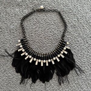 WHBM White House Black Market Feather Statement Necklace